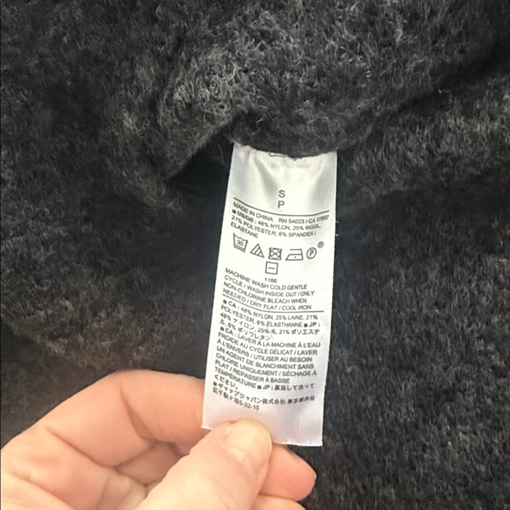 Worn Once! Banana Republic Heathered Black Fuzzy Mock Neck Sweater - Small - Picture 5 of 8